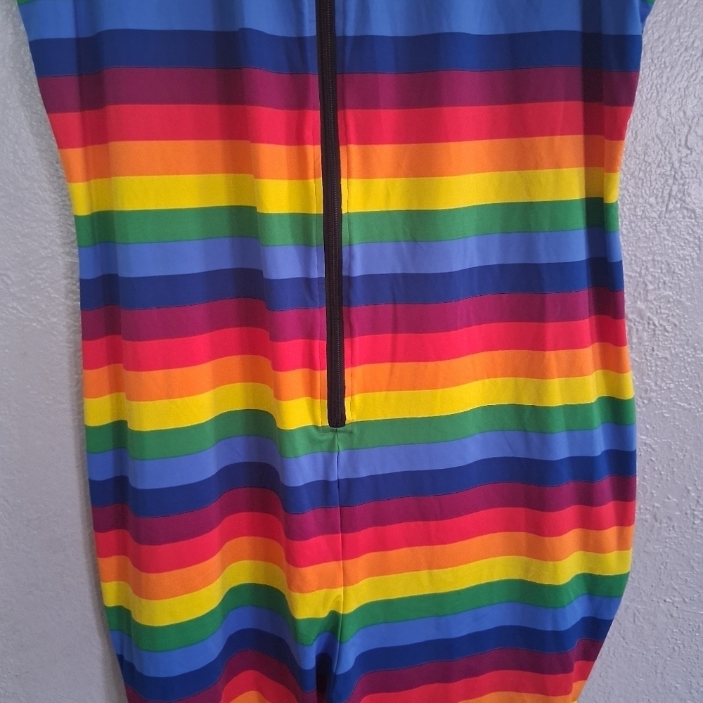 TOMBOY X Adult Unisex Rainbow Stripe Unitard Mardi Gras LGBT LGBTQ Pride 4X - Picture 4 of 6